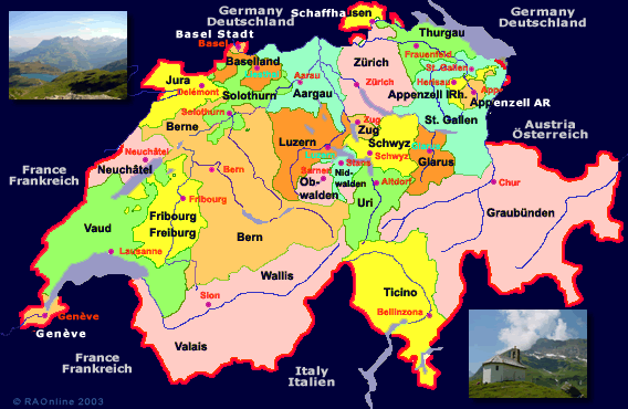 RAOnline Switzerland - Schweiz: Schweizer Karte - Swiss Map